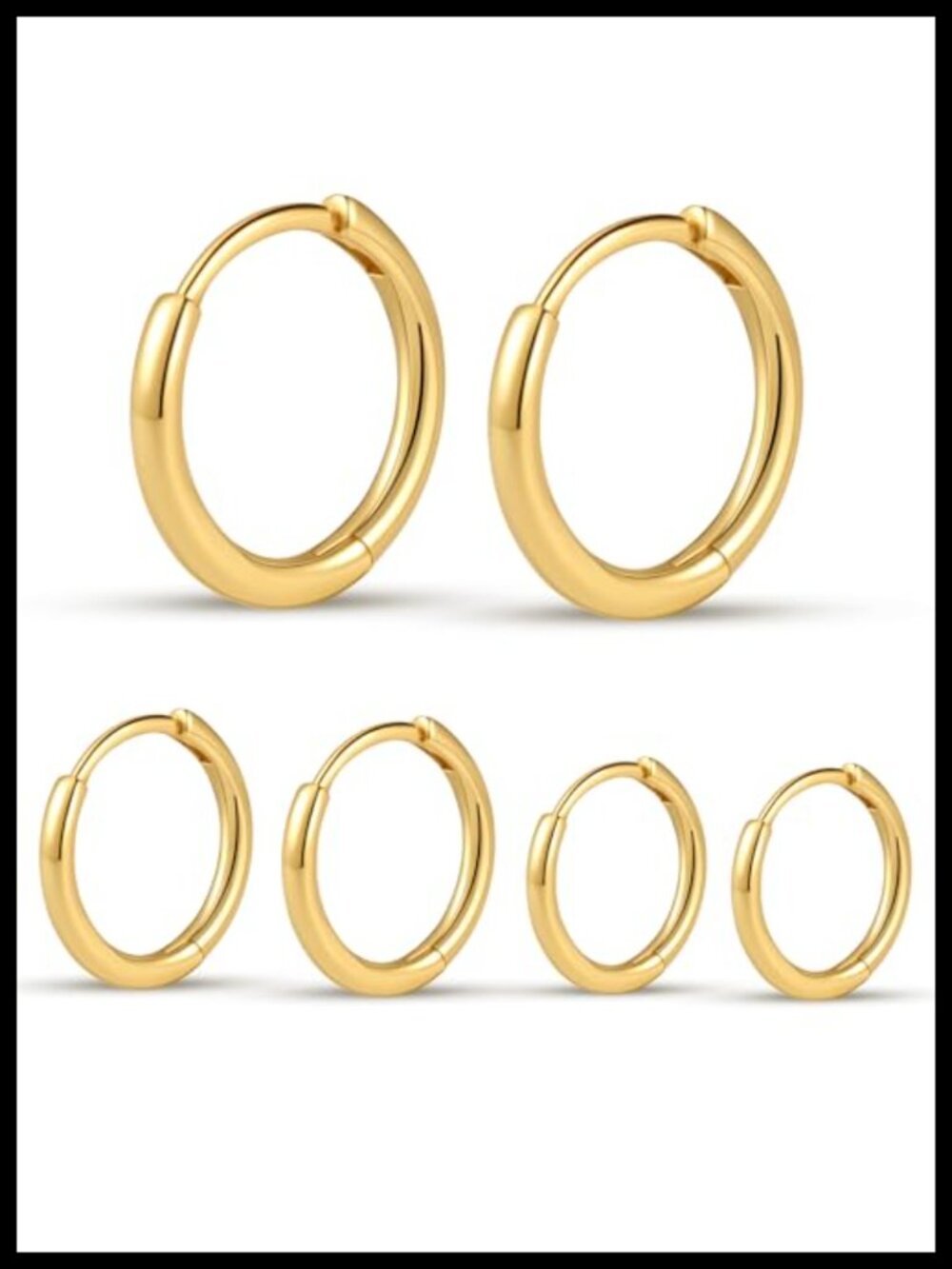 Small Gold Plated Hoop Earrings for Women Men 3 Pairs 6mm 8mm 10mm